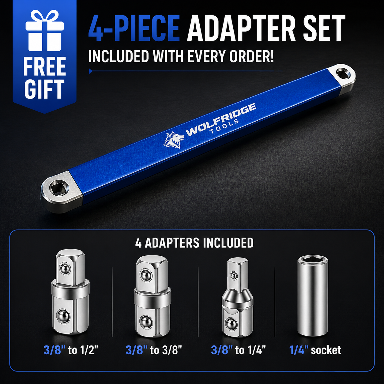 Free 4 Adapters Socket Kit